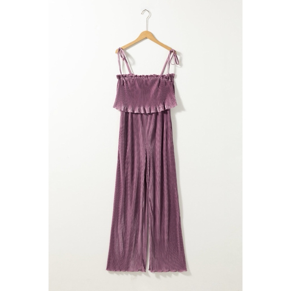 Purple Pleated Jumpsuit - Picture 4 of 4